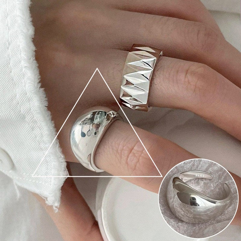 Hammered Female Fashion Personality Creativity Design Rings