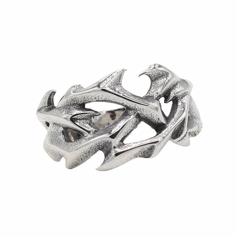 Men's Gothic Retro Dragon Pattern Totem Flame Titanium Rings