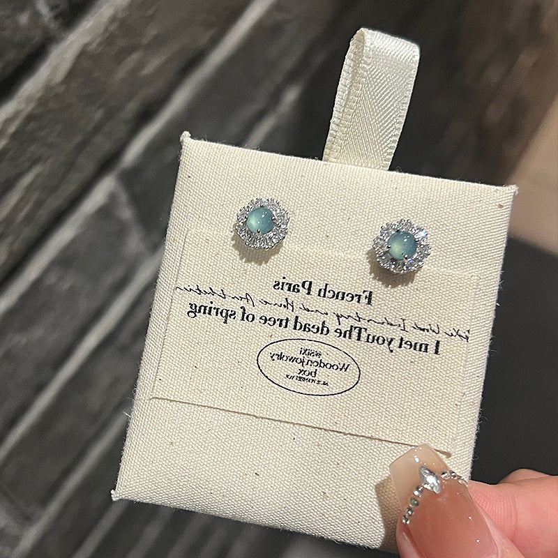 Women's Compact Mini Blue Green Zircon For Earrings