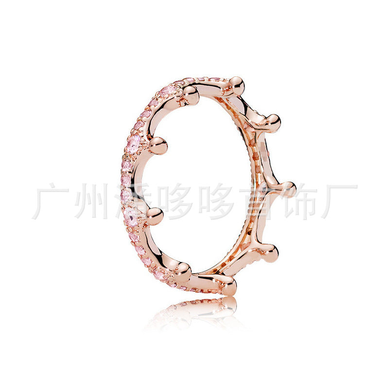 Copper Sier-plated Accessories Crown Twisted Couple Rings