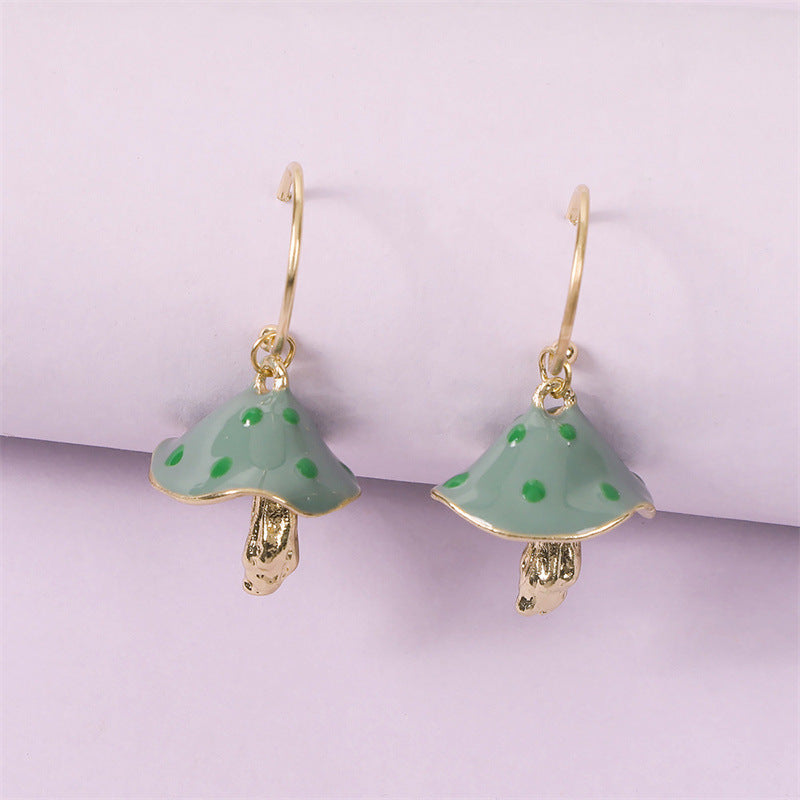 Cute Mori Style Small Mushroom Colorful Oil Creative Dream Fresh Earrings