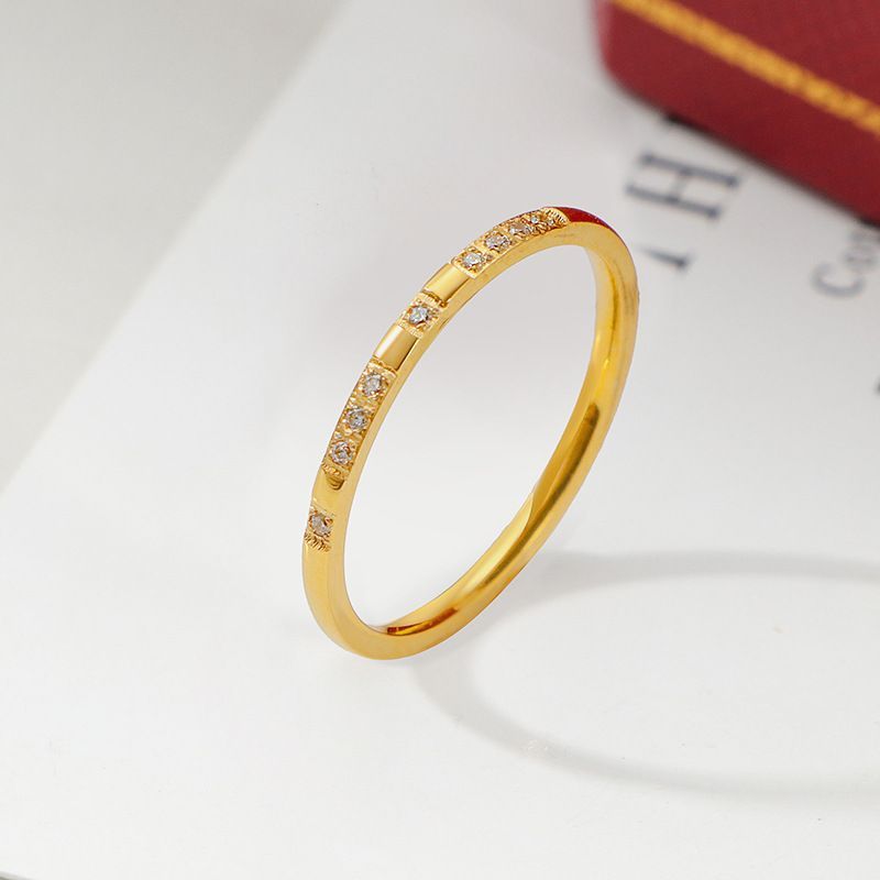 Rhinestone Zircon Couple Titanium Steel Design Ring