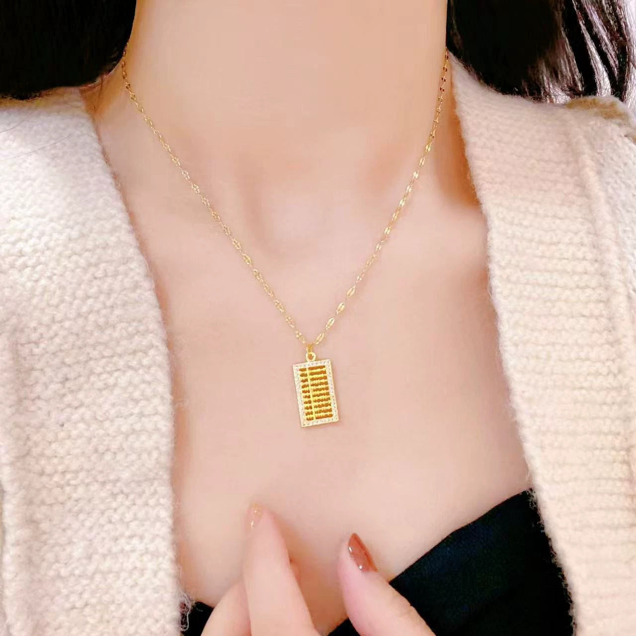High Ice Chalcedony Buddha Titanium Steel Female Clavicle Necklaces