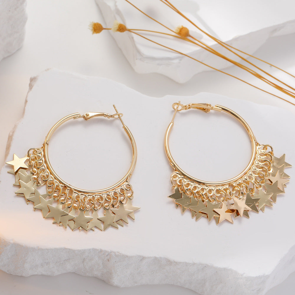 Women's Fashion Personality Five-pointed Star Style Exaggerated Series Earrings