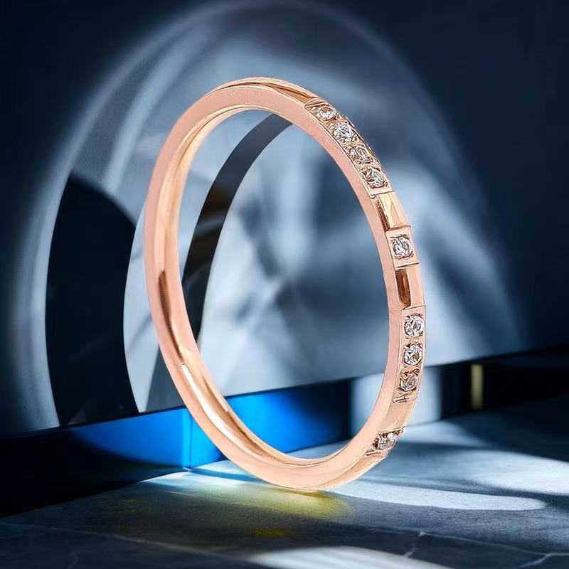 Women's Titanium Steel Design Sense Niche Diamond Rings