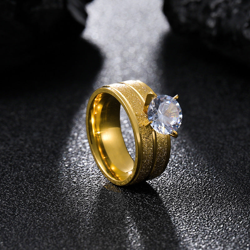 Women's Ornament Inlaid Zircon Plating Frosted Gold Rings