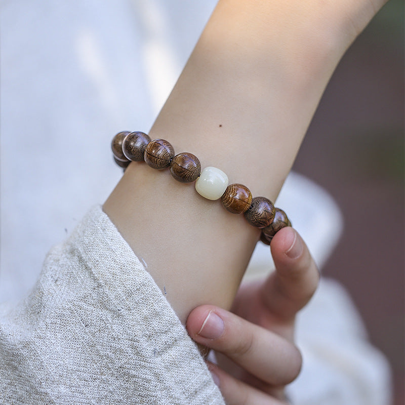 Free Retro Mori Style Niche Wooden Round Beads Abelia With Bracelet