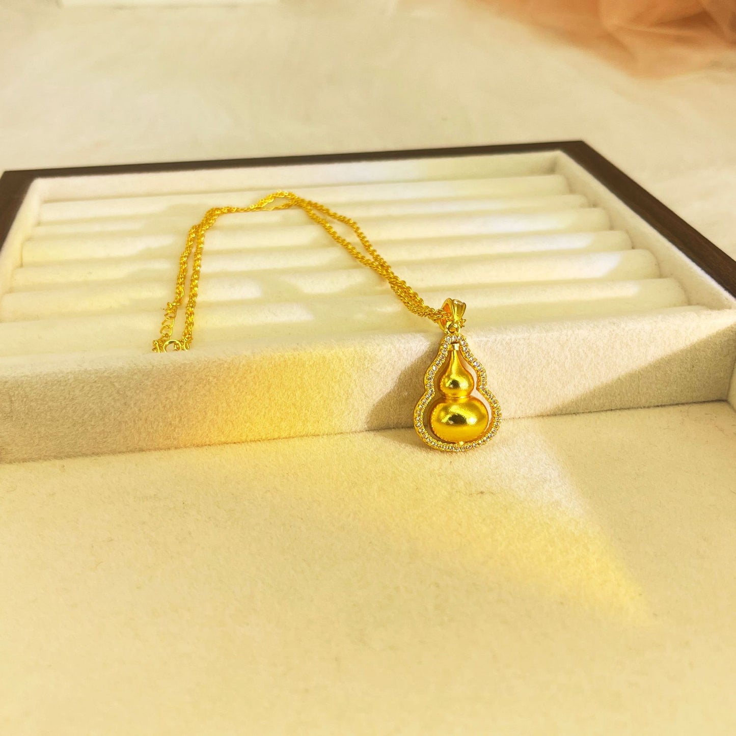 Alluvial Diamond Rotating Gourd Fu Lu Light Chinese Style Necklace