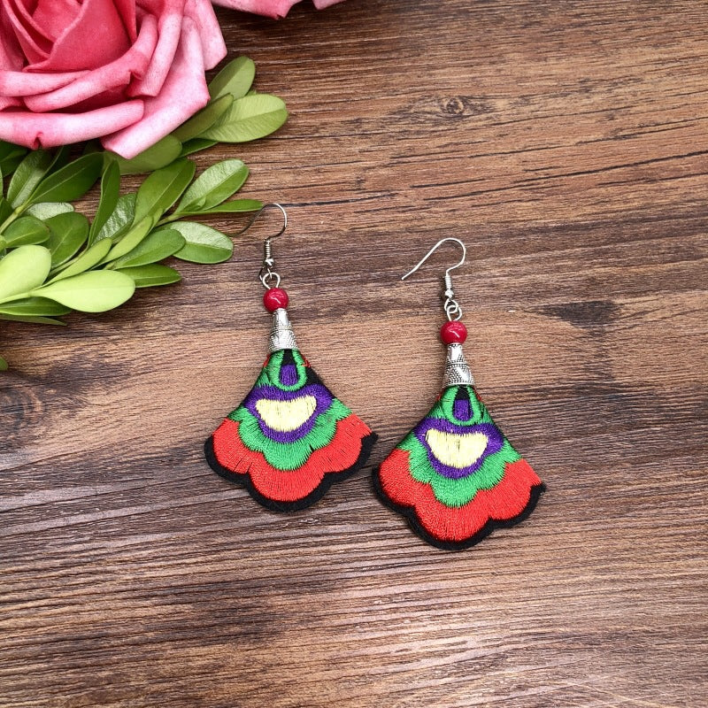 Fabric Yunnan Simple Flower Tassel Female Earrings