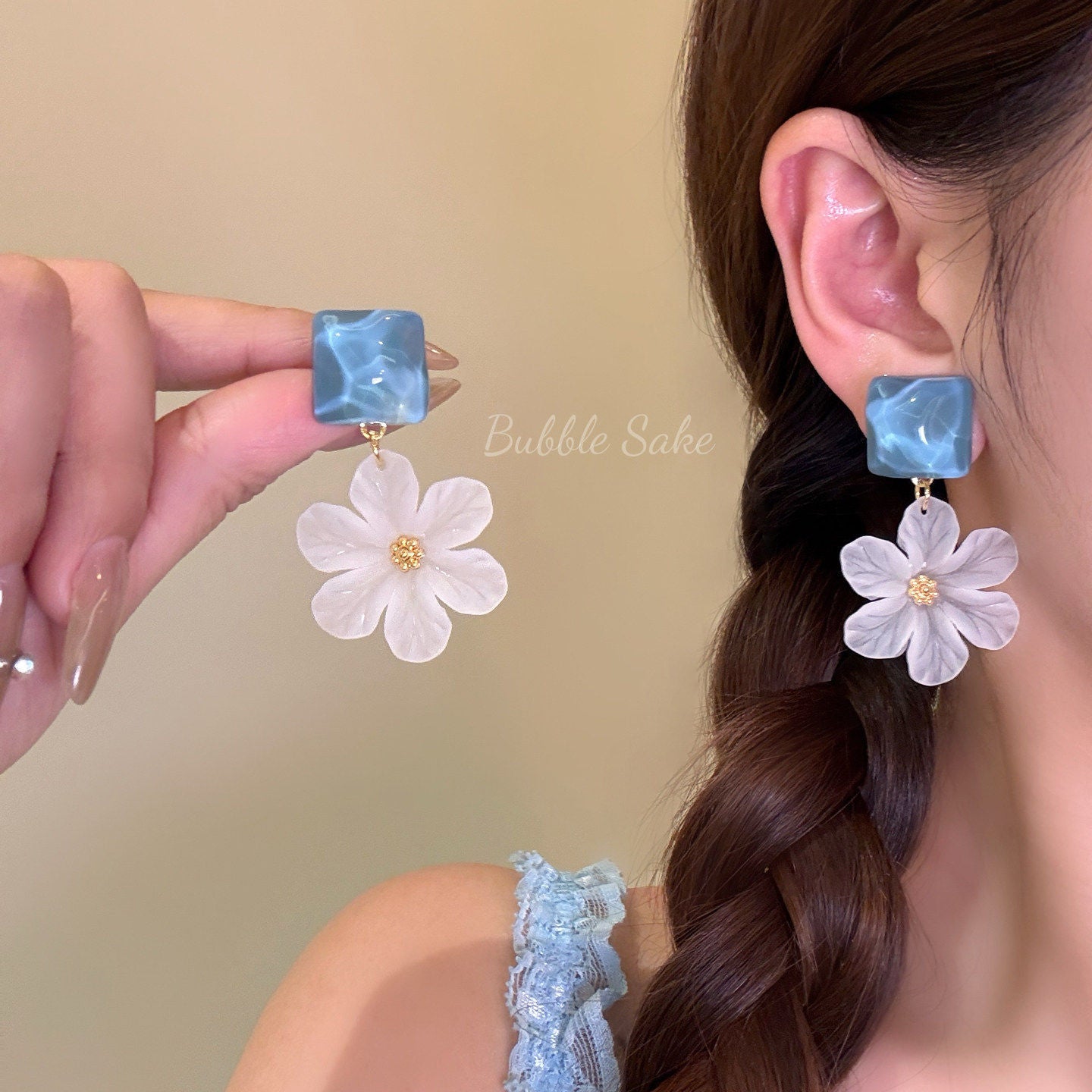 Women's Blocks Flower Vacation Super Fairy Sweet Earrings