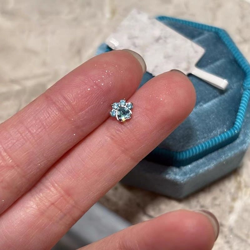 Exquisite Small Blue Ear Sweet Cool Fashion Niche Style Flash Stud Earrings