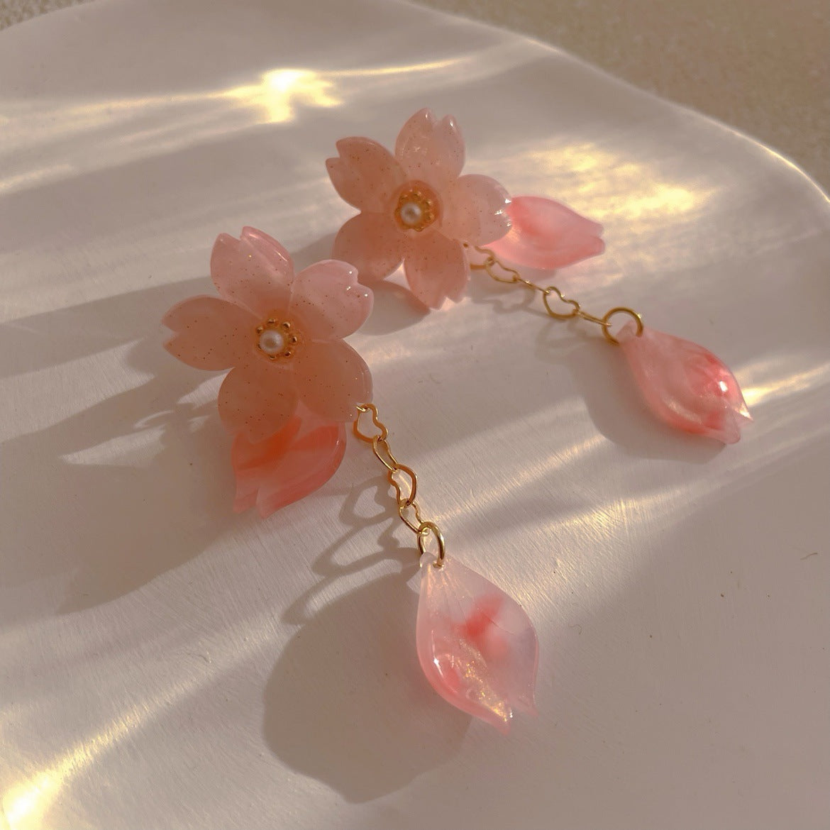 Pillow Flower Sleeping Pink Glaze Trendy Ancient Style Earrings