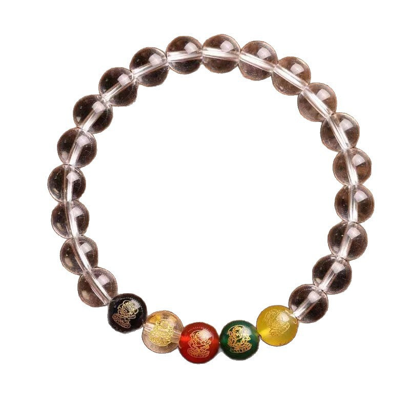 Imitation White Crystal Five Gods Of Wealth Lucky Bracelet