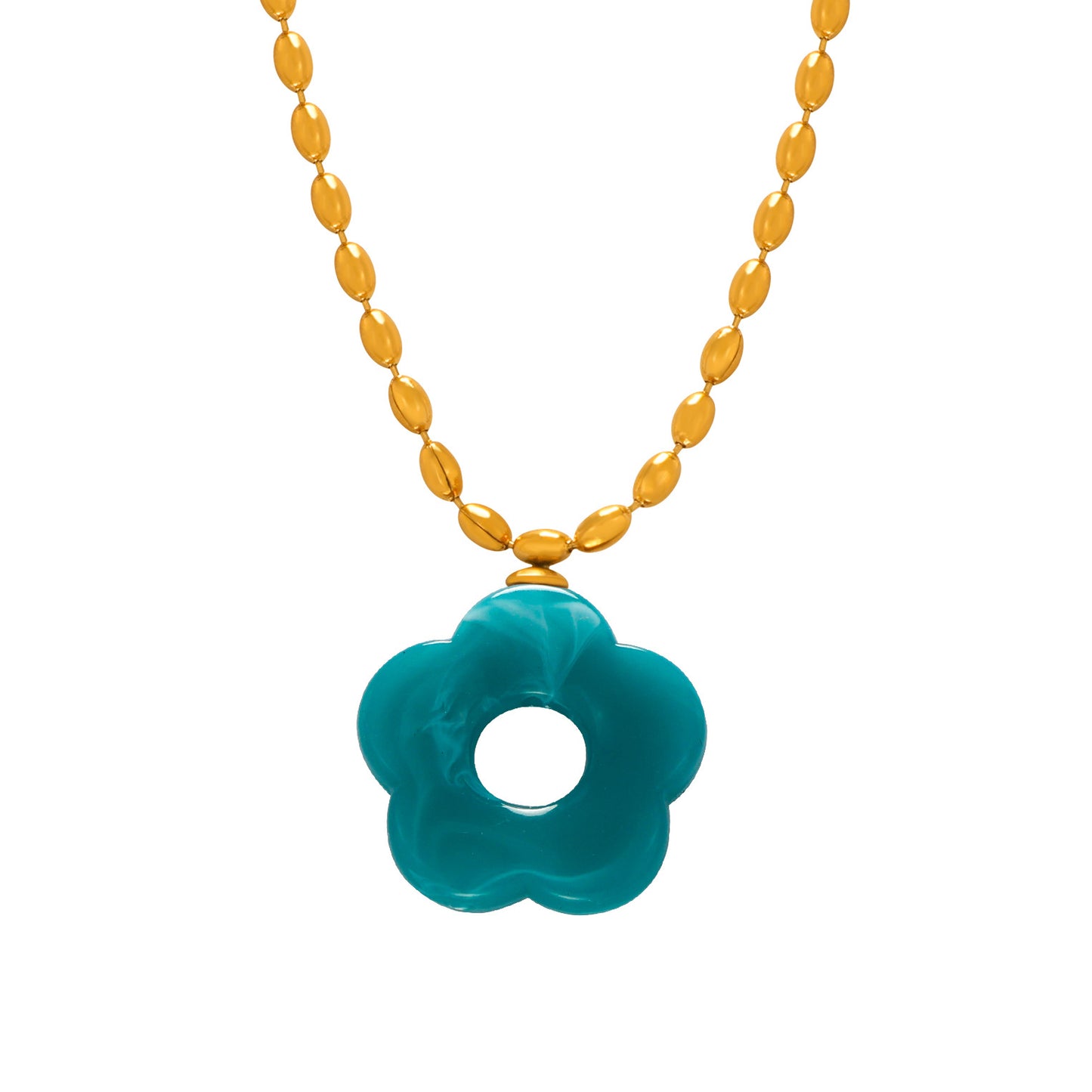 Women's Simple Sweet Fashion Titanium Steel Gold-plated Chain Flower Jewelry Set