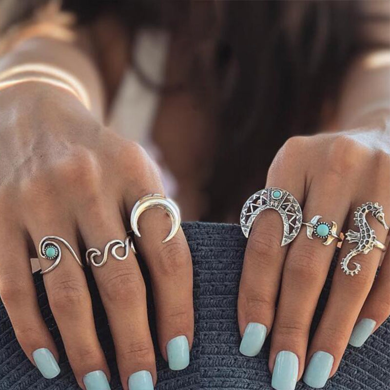 Combined Set Suit Bohemian Vacation Metal Rings