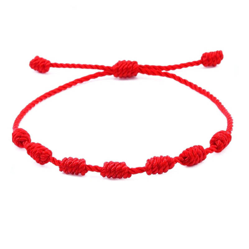 Women's Knot Lucky Hand-woven Adjustable Zodiac Anniversary Year Red Carrying Strap Bracelet