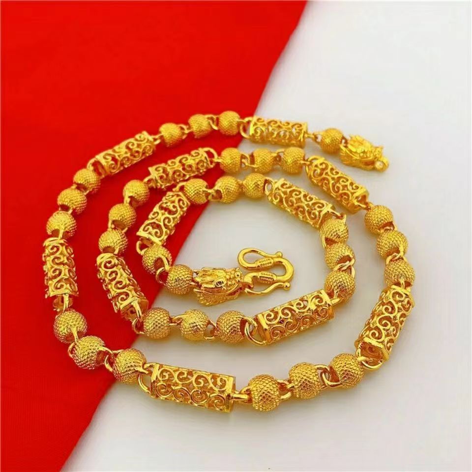 Men's Gold Cloth Pattern Dragon No Color Fading Necklace