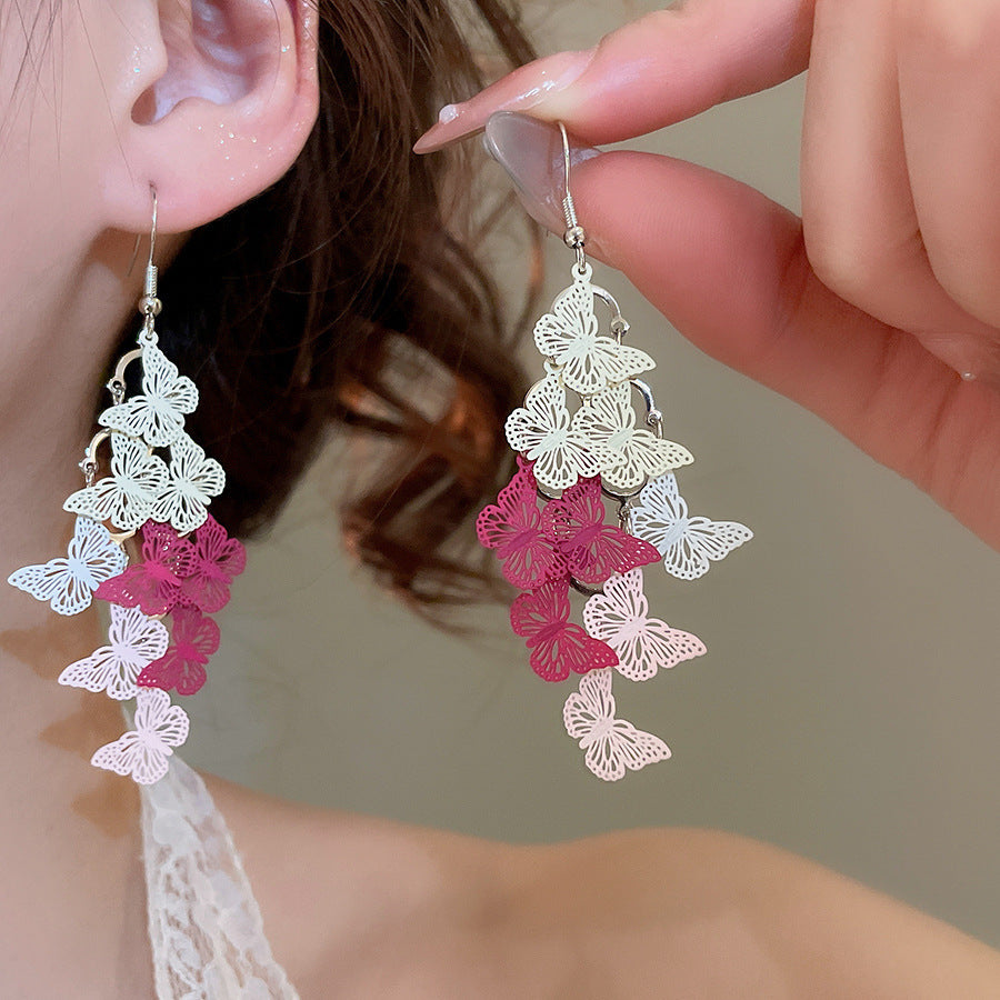Women's Sier Needle Zircon Water Drops Tassel Fashionable Light Luxury High-grade Rings
