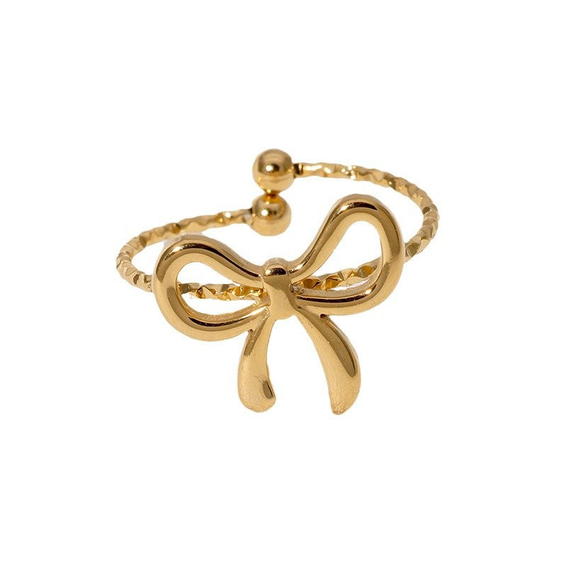 Women's Korean Style Stylish Simple Versatile Tiny Bow Opening Rings