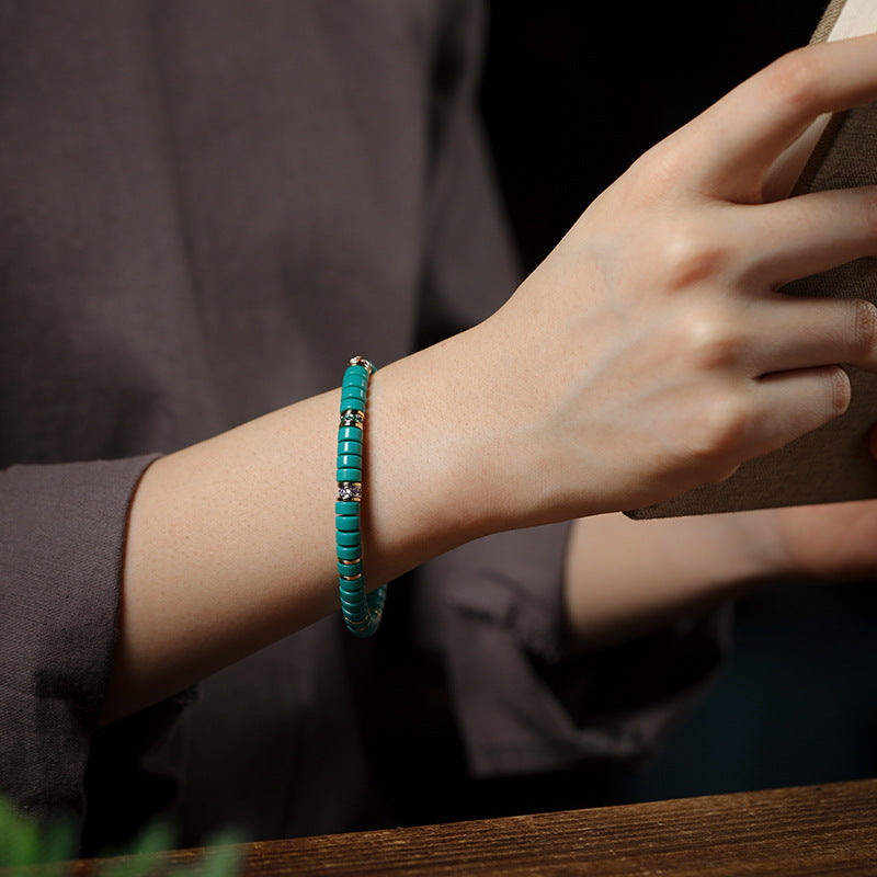 Women's & Men's Technology Pine Turquoise High Porcelain Crafts Hand Toy Twin Optimized Bracelet