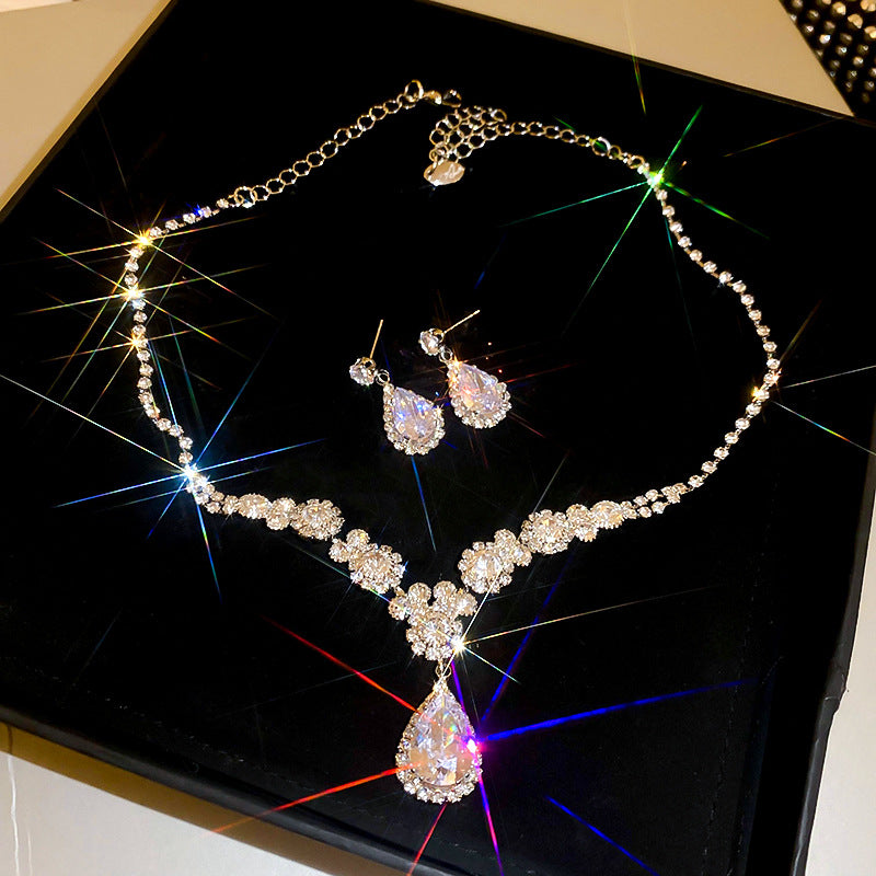 Women's Zircon Water Drops High Sense Affordable Jewelry Set