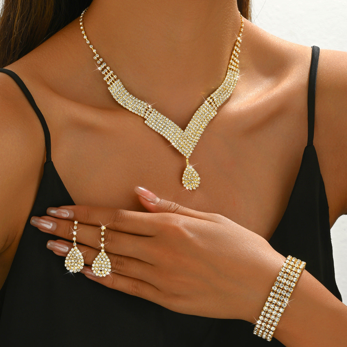 Fashion Bride Wedding Female Rhinestone Chain Earrings