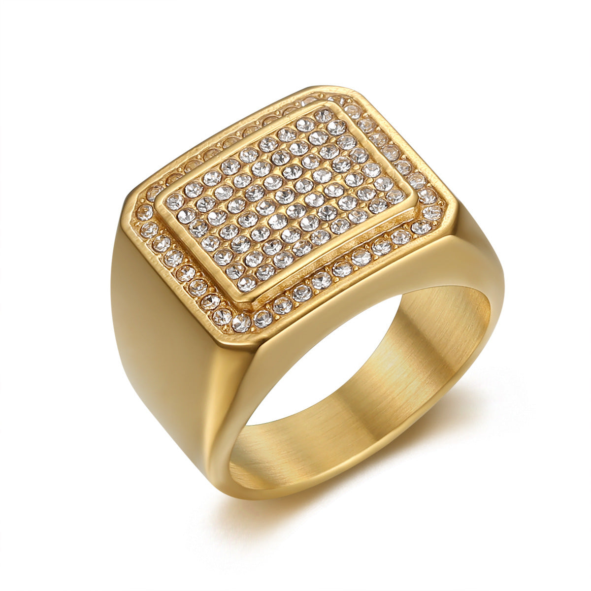Fashion Personality Domineering Personalized Titanium Steel Electroplated Diamond Ring