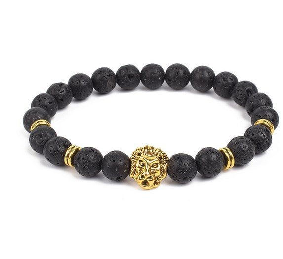 Spacer Alloy Lion's Head Haematite Yoga Buddha Bracelet