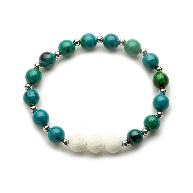 Women's & Men's Volcanic Rock Couple Beaded Elastic String Bracelet
