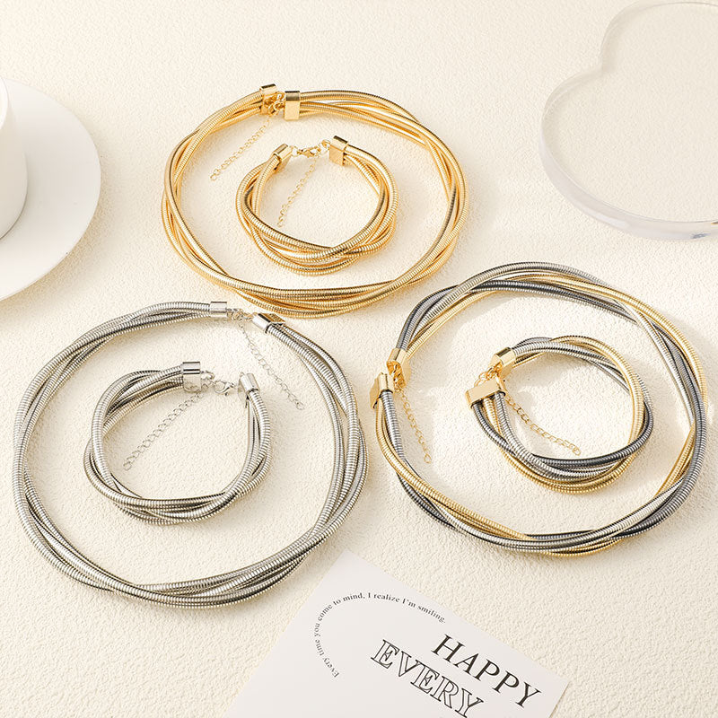 Winding Spring Light Luxury High-grade Metal Necklaces