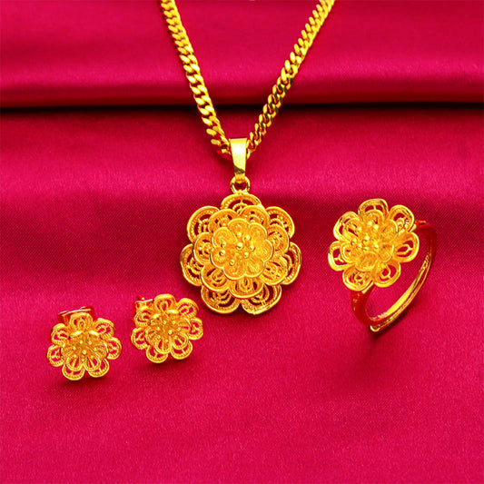 Women's Vietnam Placer Gold Faux Flower European Coin No Color Pendants