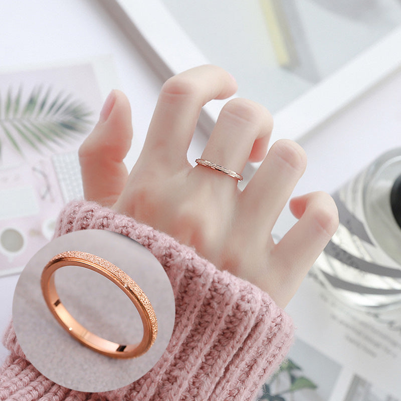 Female Frosted Minimalist Sweet Light Luxury Gold Rings