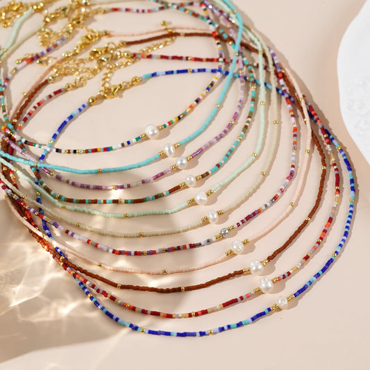 Women's Bohemian Style Rainbow Straight Sale Bead Handmade Beaded Necklaces