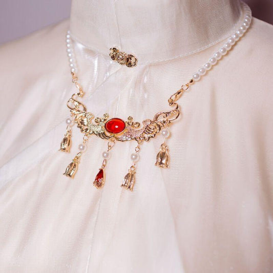 Women's Water Drop Crystal Soft Luo Chest Collar Tang Alloy Skirt Necklace