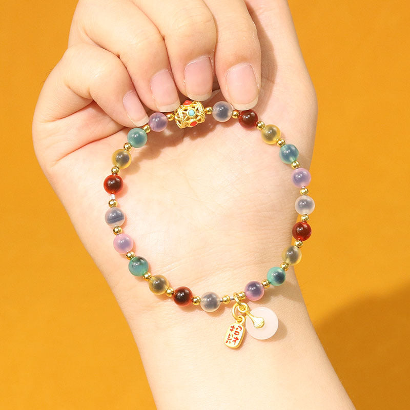 Agate Half Female Peace Buckle Lucky Light Luxury Temple Cultural Bracelet