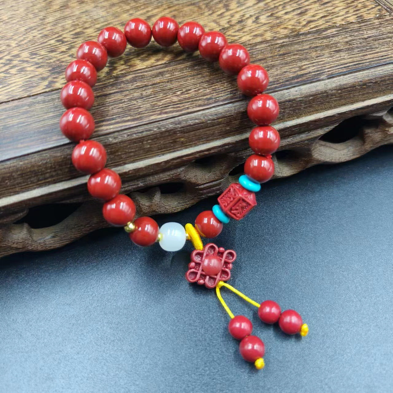 Women's & Men's Cinnabar Purple Gold Sand Single Circle Simple Buddha Beads Light Bracelet