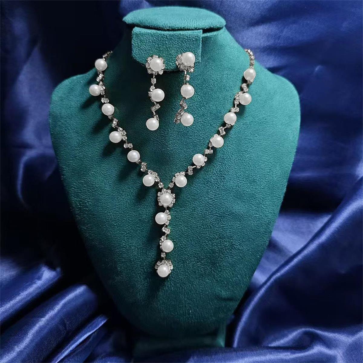Bridal Popular Sunflower Rhinestone Pearl Two-piece Jewelry Set