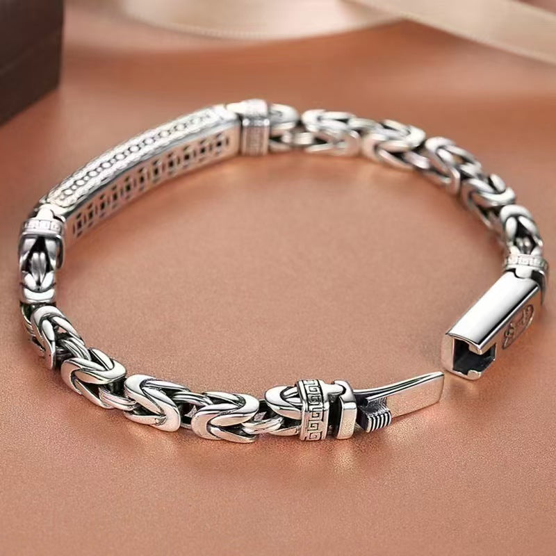 Men's Sier-plated Safe Return Pattern Personality Trend Bracelets