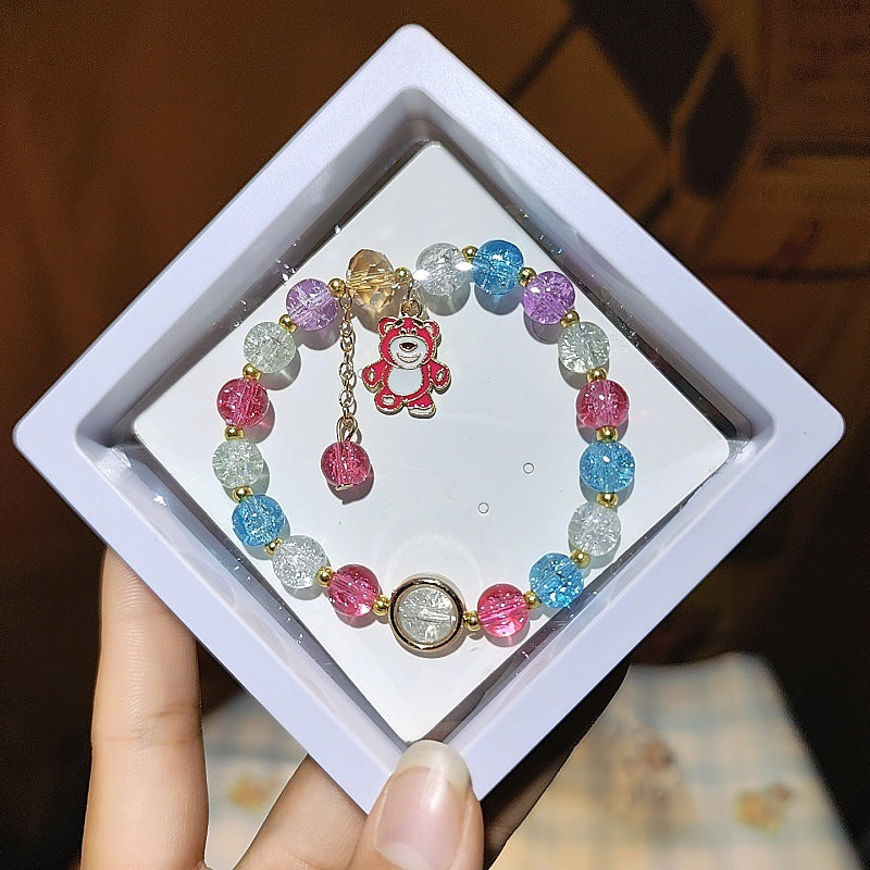 Cartoon Crystal Colored Glaze Flower Beaded Colorful Gift Box Bracelets