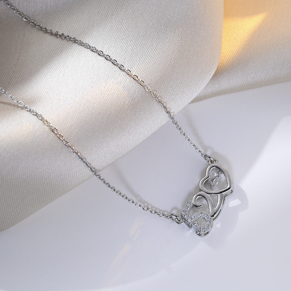 Fashion Loving Heart Zircon Romantic Love Necklaces
