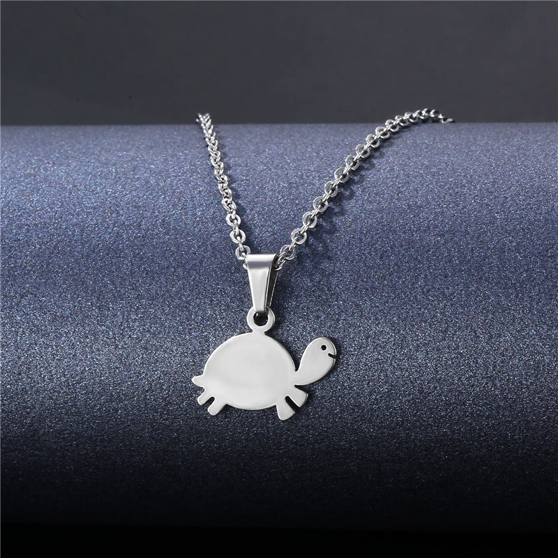 Stainless Steel Cut Hollow Geometry Tag Necklace