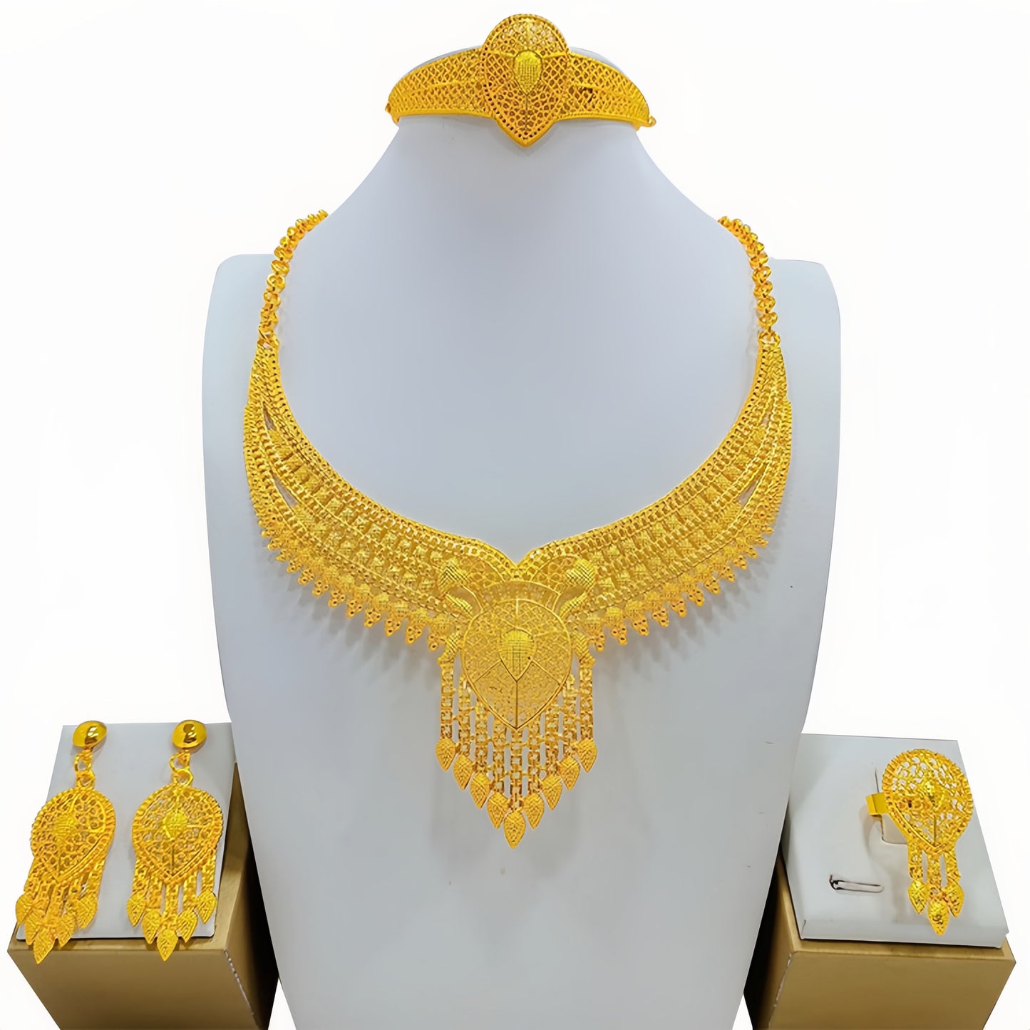 Elegant Gold-plated Saudi Bridal Wedding Hands Earrings