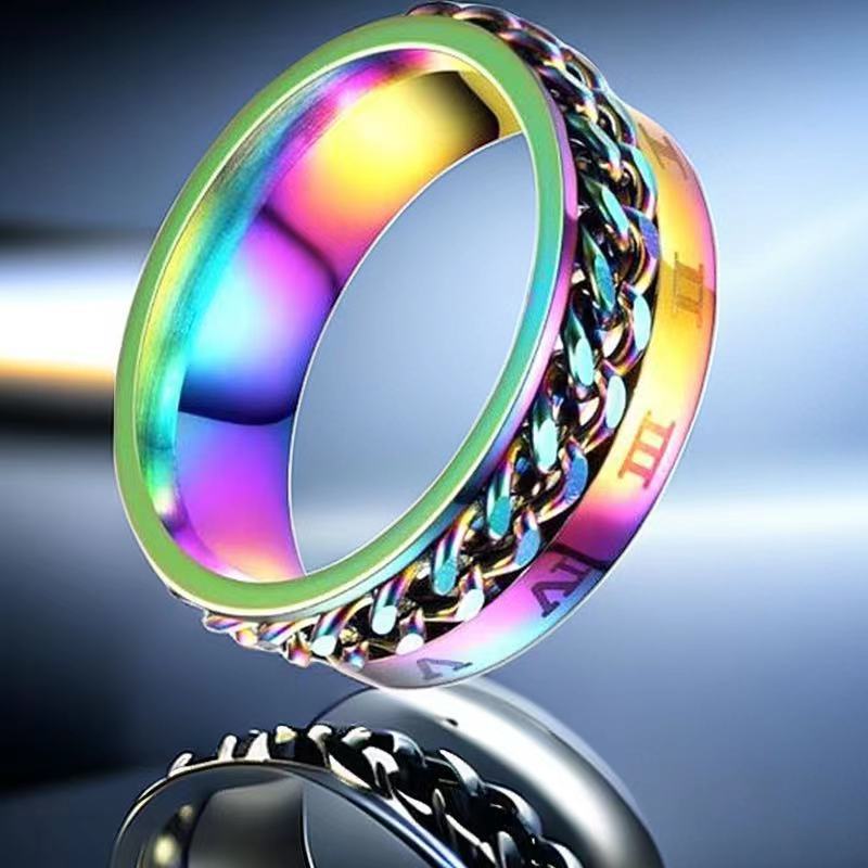 Stainless Steel Rotating Chain Decompression Roman Rings