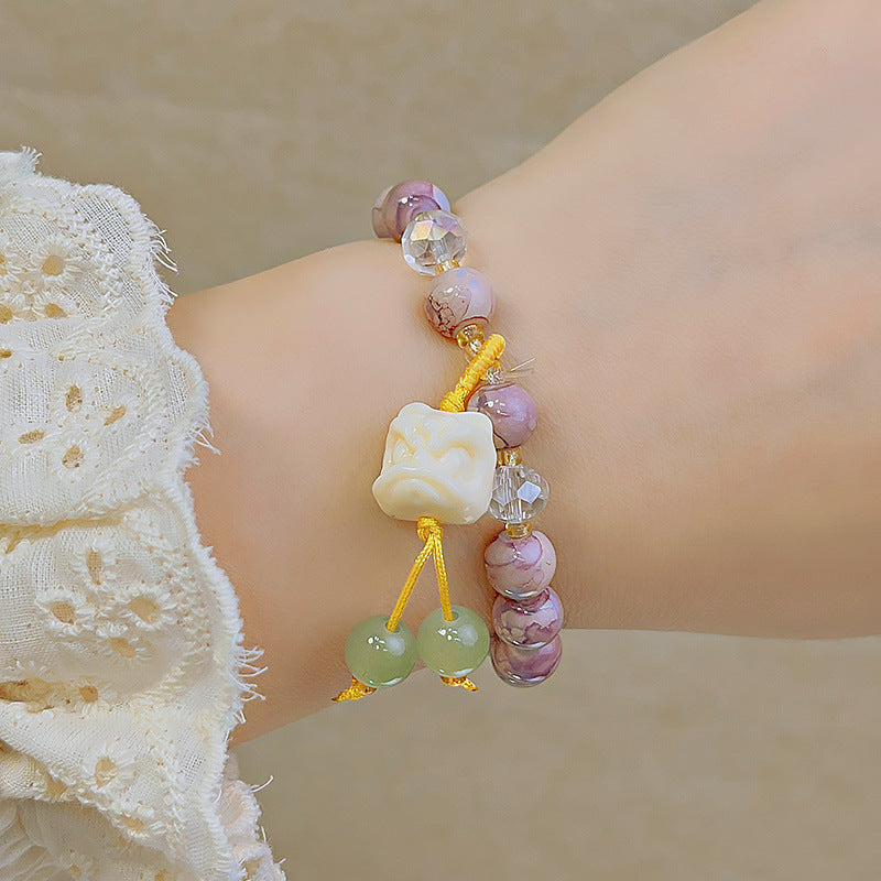Glass Beaded Female Sweet Lily Gift Bracelets