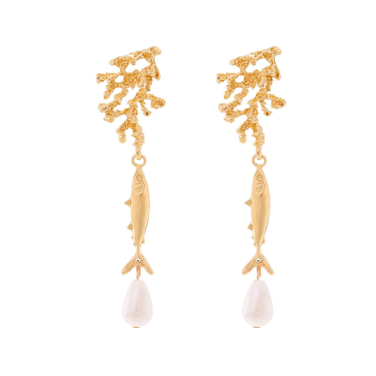 Women's Coral Fish Water Drop Patch Sweet Spicy Vacation Style Marine Earrings