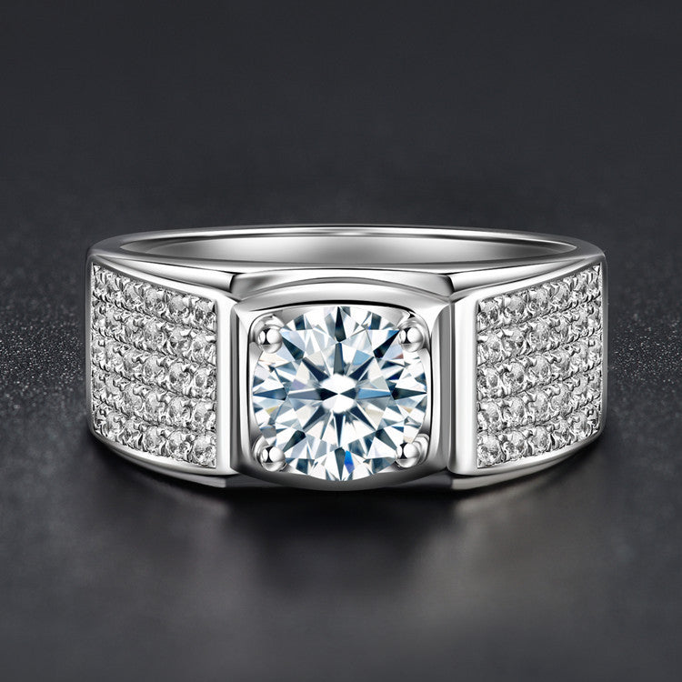 Men's Diamond Single Simulation Karat Wedding Classic Temperament Ring