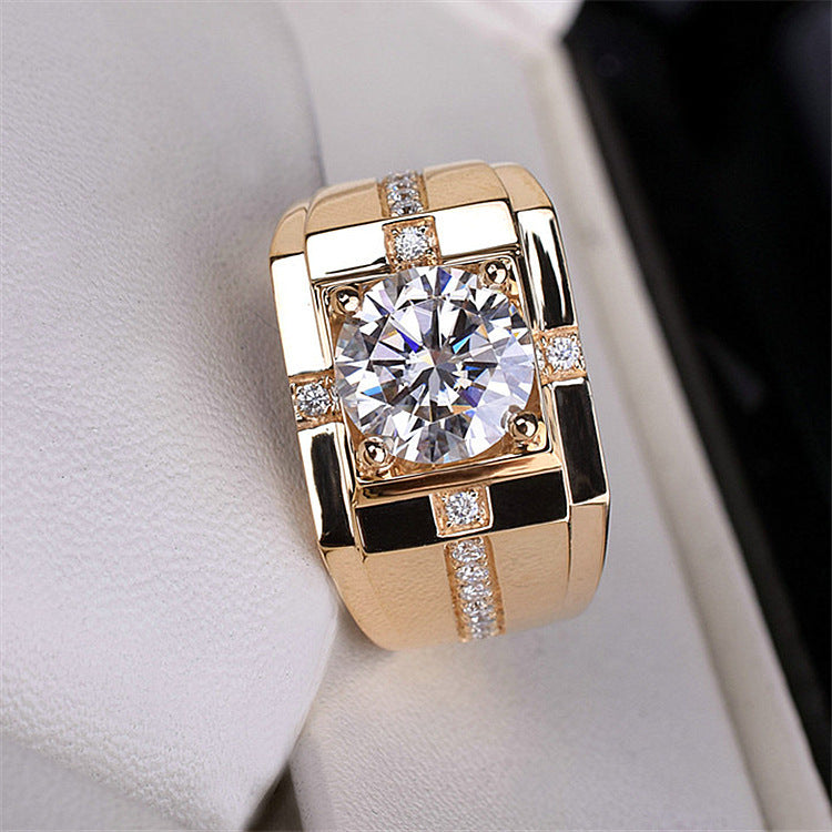 Men's Source Moissanite Open Mouth Man's Domineering Opening Adjustable Ring