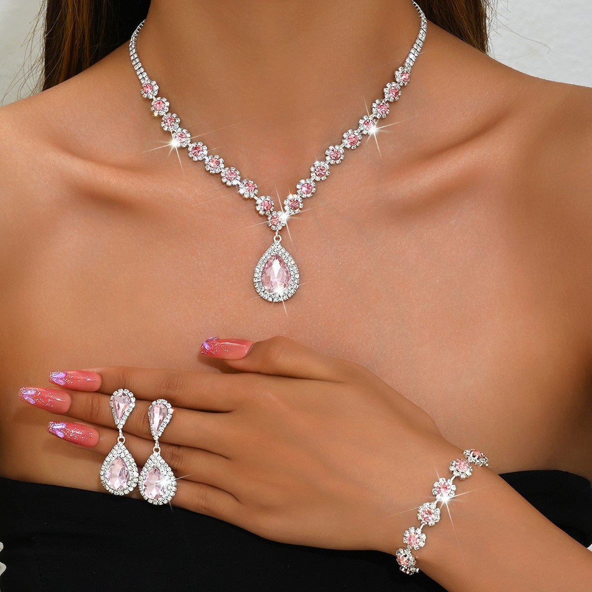 Fashion Water Drop Diamond Full Bride Necklaces