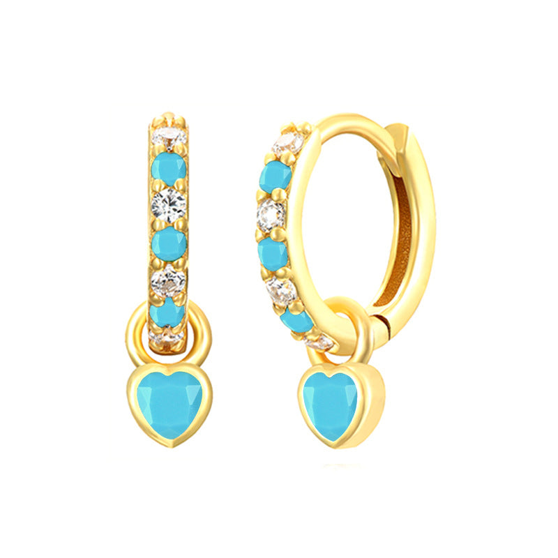 Light Luxury Sier Needle Geometric Ear Female Water Drop Leaf Stud Earrings