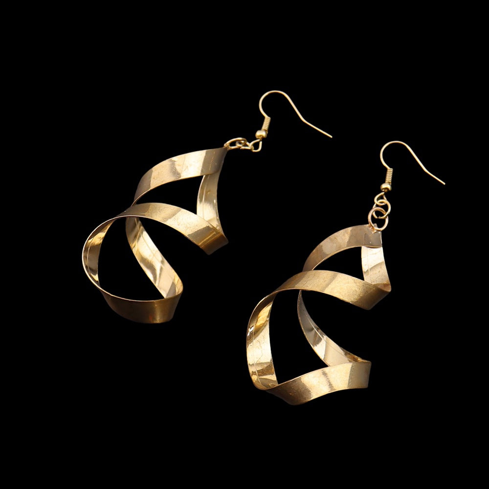 Stylish Simple Personality Spiral Twisted Hollow Earrings